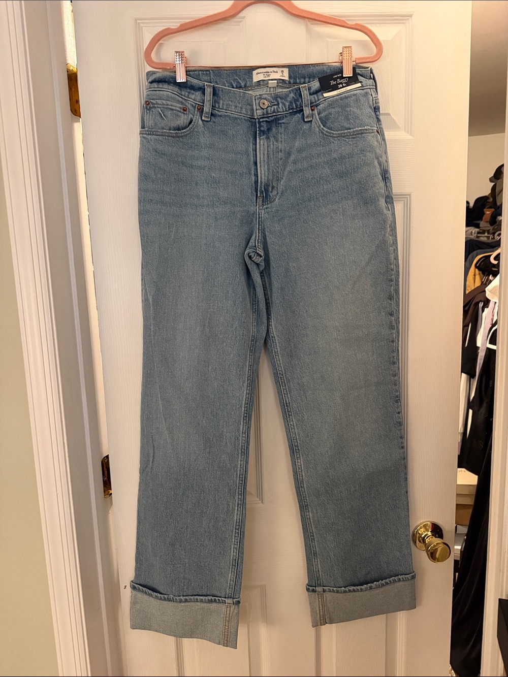 Abercrombie Curvy the Baggy jeans in long Light Blue